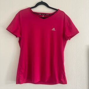 Adidas Climalite Pink V-Neck Short Sleeve Performance Tee